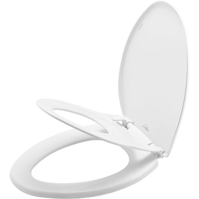 Mayfair by Bemis Little2Big Never Loosens Elongated Plastic Children's Potty Training Toilet Seat with Slow Close Hinge - White