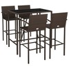vidaXL 5-Piece Patio Bar Set - Outdoor Garden Furniture Set with Weather-Resistant Poly Rattan, Comfortable Stools, Glass-Top Table - Brown - 3 of 4