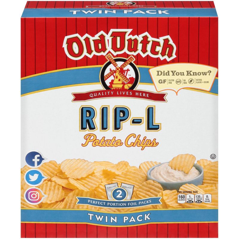 Old Dutch Twin Pack Box RIP-L Potato Chips, 1 of 5