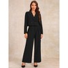 INSPIRE CHIC Women's Business Casual Outfit Notched Lapel Crop Jacket Wide Leg Pant Work Suits 2-Piece-Set - image 3 of 4