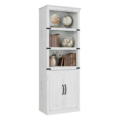 Book Case with Doors, 5 Tier Book Shelf with Cabinet, 68.7" Tall 5 Shelf Book Case for Living Room, Home Office