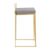 LumiSource Set of 3 Fuji Stacker Counter Height Barstools Gold/Gray PU - 3 of 4