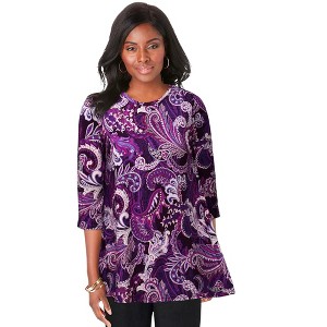 Jessica London Women's Plus Size Stretch Knit Swing Tunic - 1 of 4