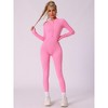 Allegra K Women's Stand Collar Ribbed One Piece Workout Fitness Full Body Shapers with Front Zipper - 4 of 4