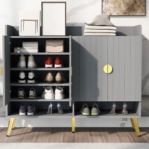 Free Standing Shoe Cabinet For Entryway,5 Tier Shoe Storage Cabinet with Doors and Adjustable Shelves,Wooden Shoe Rack for Entryway Hallway - 1 of 4