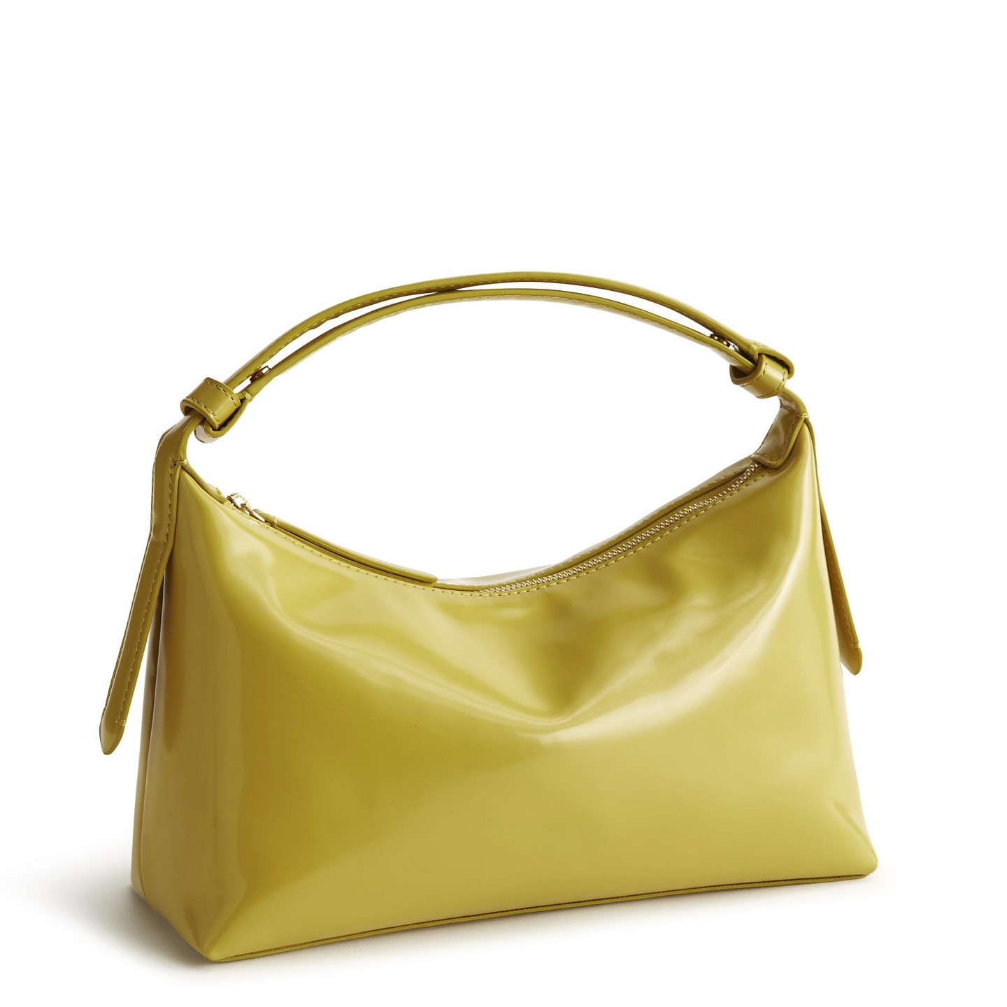 Женская сумка Vera Bradley Patent Faux Leather Roxbury Crescent Shoulder Golden Olive, цвет: Оливковый — фото 1