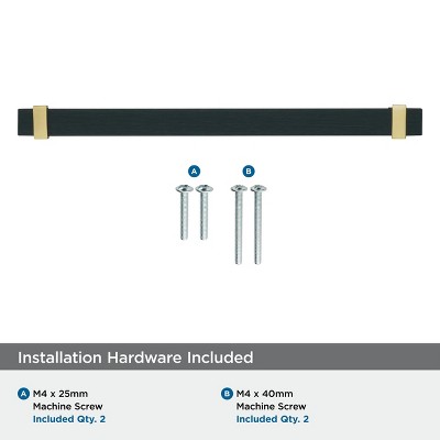 8-13/16 Inch Brushed Matte Black and Gold Bar Pull