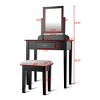 Costway Makeup Desk Vanity Dressing Table Square Stool 1 Large Black - 3 of 4