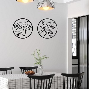 Royal Hampton 3 Piece Set Wall Decor, Floral Hollow Out Abstract Design, Round Metal Frame - 1 of 4