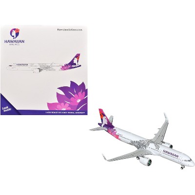 Airbus A321neo Commercial Aircraft "Hawaiian Airlines" (N208HA) White with Purple Tail 1/400 Diecast Model by GeminiJets