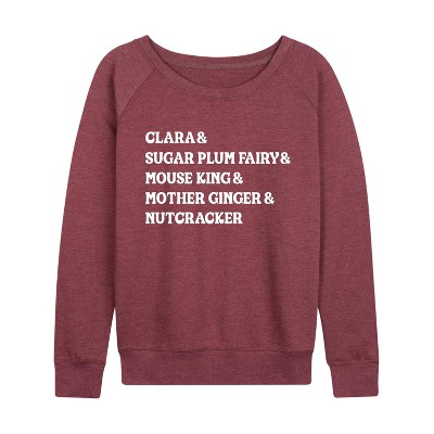 Women's - Instant Message - Nutcracker Characters Lightweight French Terry Wide Neck Long Sleeve Graphic Shirt