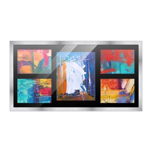 PosterPalooza | Stainless Steel Silver Wood Finish Collage Frame - Black Mat, 20 Frame Sizes, UV Acrylic - 1 of 4