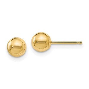 Black Bow Jewelry 5mm (3/16 Inch) 14k Yellow Gold Polished Ball Friction Back Studs - 1 of 4