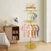 YIYIBYUS Rotatable Round Garment Rack, Metal Clothes Hanging Rack, 2 Tiers, Gold - 4 of 4