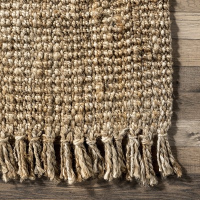 Handcrafted Artisanal Chunky Jute 4' Square Rug in Natural