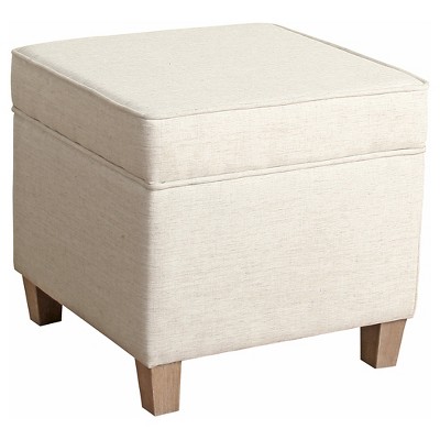 Cole Classics Square Storage Ottoman with Lift Off Top Linen - HomePop