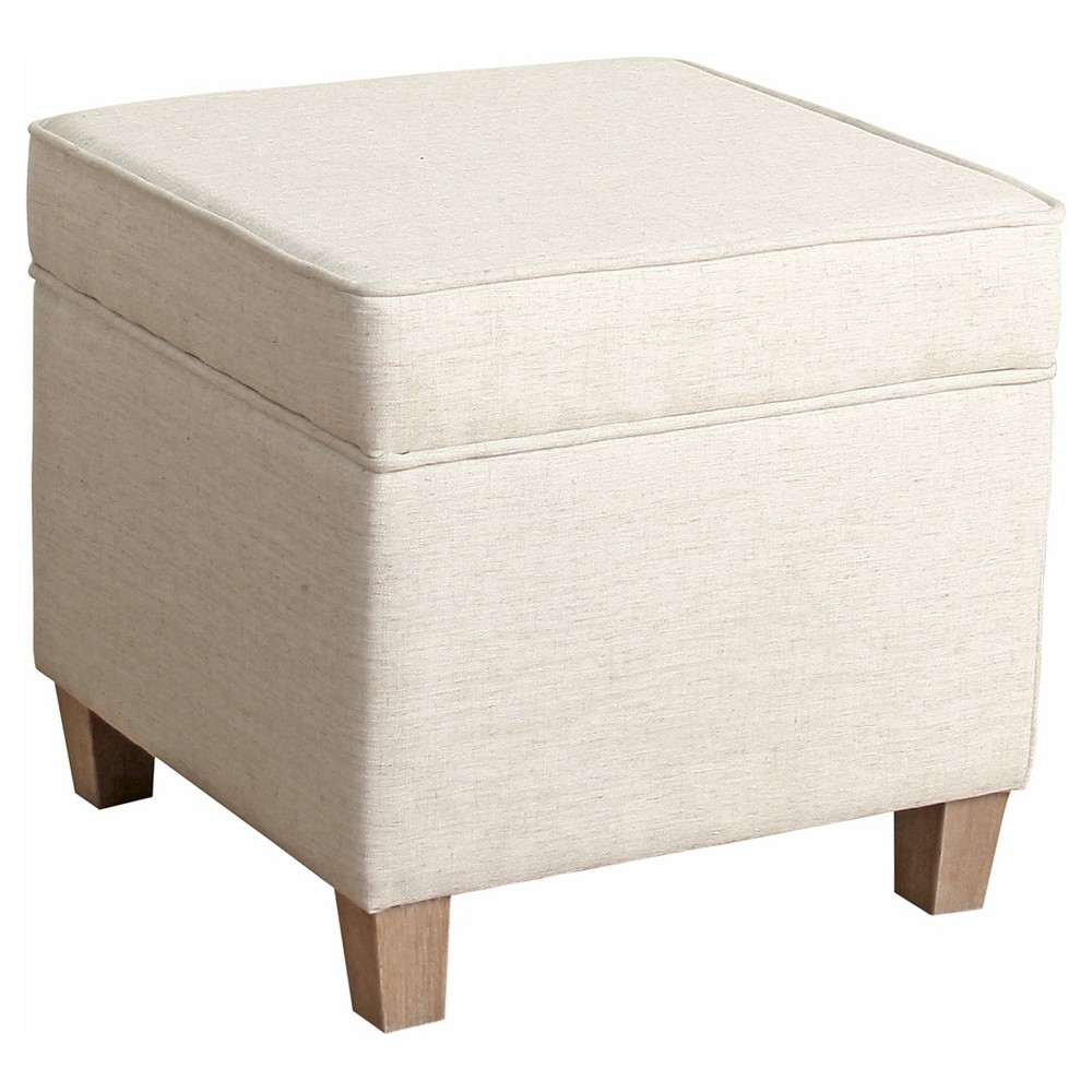 Photos - Pouffe / Bench Cole Classics Square Storage Ottoman with Lift Off Top Linen - HomePop