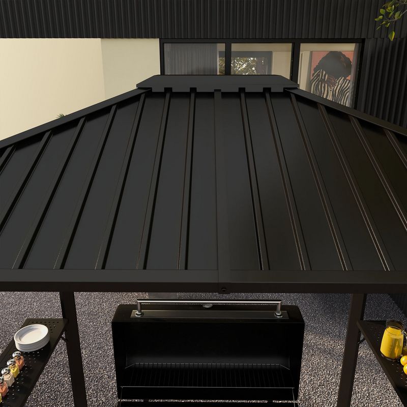 Outsunny 6' x 8' Hardtop BBQ Gazebo, Grill Gazebo with Metal Roof, Aluminum Frame and 2 Side Shelves, 5 of 7