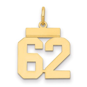 Black Bow Jewelry 14k Yellow Gold, Athletic Collection, Small Polished Number 62 Pendant - 1 of 3