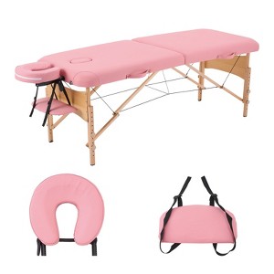 YOUNIKE 27.6 Inches Width Massage Table Wood Lash Bed Portable Massage Bed Beauty Tattoo Table Adjustable Spa Bed for Eyelash Tech Esthetician - 1 of 4
