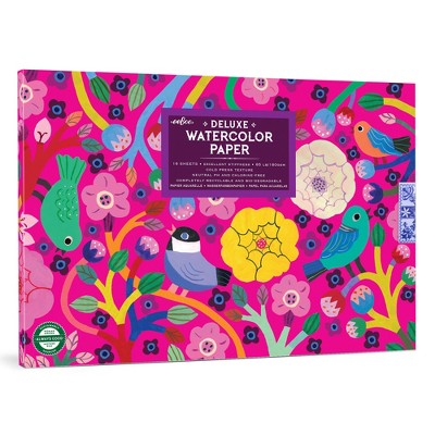 eeBoo: Birds in Fuchsia Watercolor Pad  - 16 Sheets, 85 lB Paper, 9.5 x 6.5"