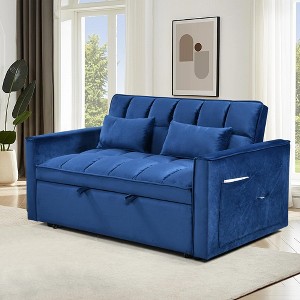 NicBex Convertible Sofa Bed Loveseat Couch with Pull Out Bed & Reclining Backrest,Upholstered Futon Sofa for Living Room,Bedroom - 1 of 4