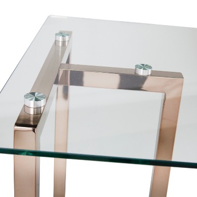 Champagne Glass Top Writing Desk with Metal Frame