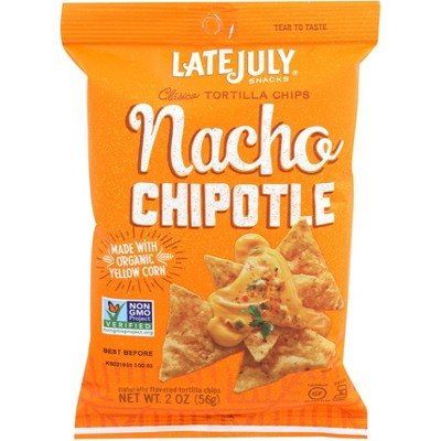 Late July Nacho Cheese Tortilla Chips - Case of 24 - 2 oz