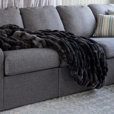 Queen Black Faux Fur Machine Washable Blanket