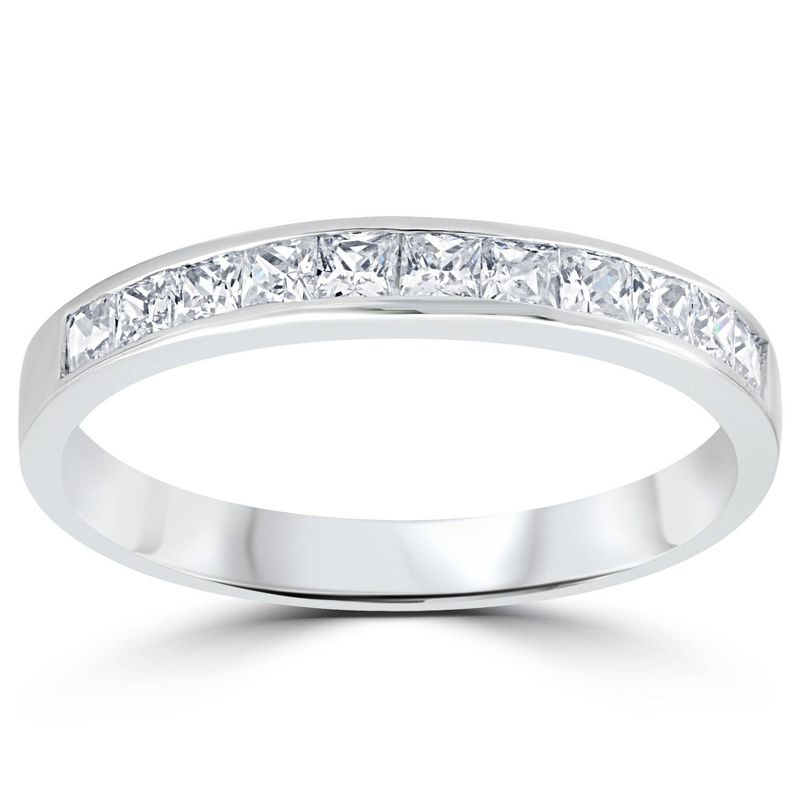 Pompeii3 3/8ct Princess Cut Diamond Wedding Anniversary Ring 14K White Gold, 1 of 6