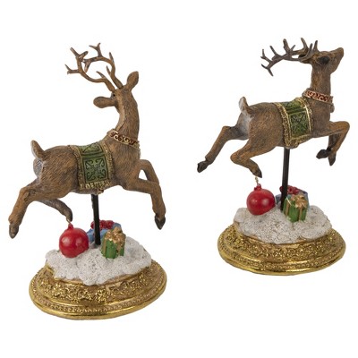 Gold Glittered Reindeer Christmas Stocking Holders Set of 2