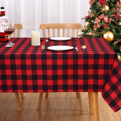 Jacquard Checkered Tablecloth, Water Resistant 190gsm Fabric Table Cloth Cover Protector