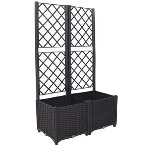 Mlmh & Kngwa 53"H Outdoor Rattan Trellis Raised Bed - 1 of 4