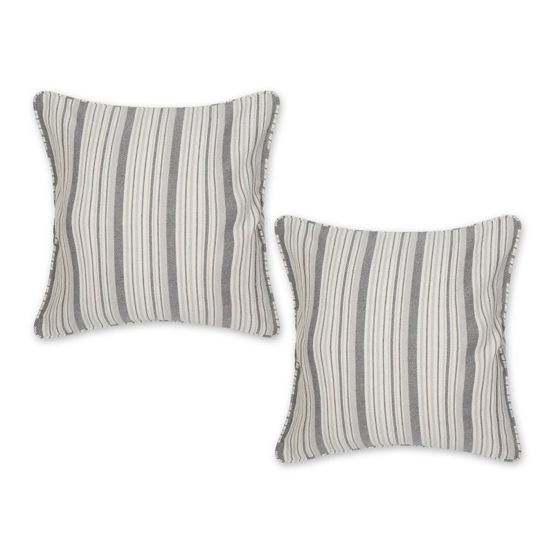 2pc 18"x18" Herringbone Striped Recycled Cotton Square Throw Pillow Cover - Design Imports, 1 of 7