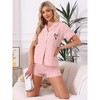 INSPIRE CHIC Women's 2 Pcs Heart Print Cute Short Sleeve Button Downs Shirt with Shorts Lounge Pajama Sets - 2 of 4