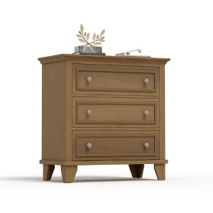 3 Drawer Dresser ,  Wood Chest of Drawers Bedroom Dresser, Rustic Small Drawers Dressers Nightstand Wooden Closet Storage Cabinet - 1 of 4
