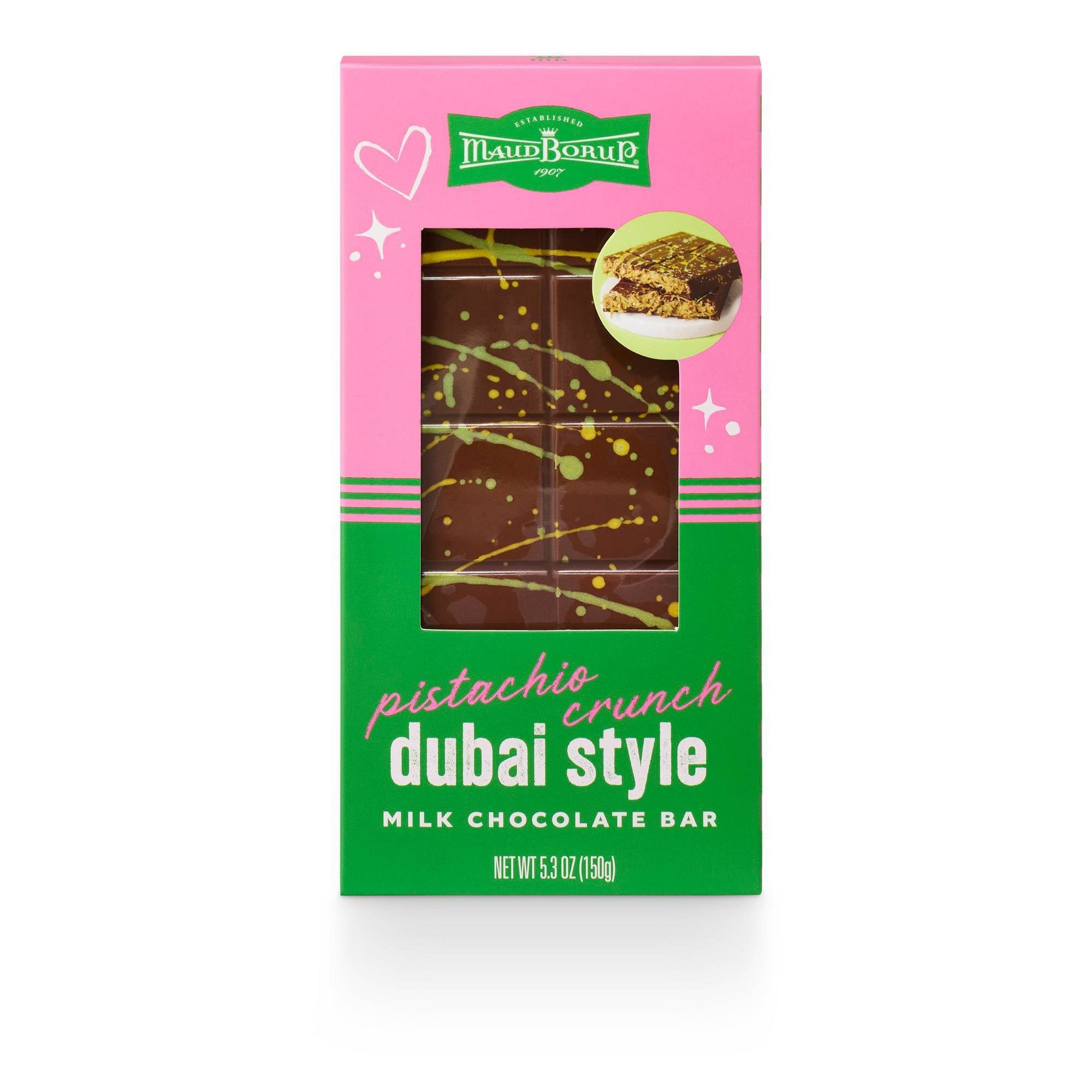 Maud Borup Dubai Milk Valentine Chocolate Bar Candy - 5.3oz