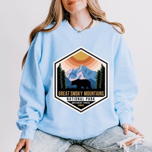 Simply Sage Market Great Smoky Mountains National Park Badge Lightweight Garment Dyed Sweatshirt - 1 of 4