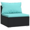 VidaXL Patio Middle Sofa with Cushions Black Poly Rattan - 2 of 4