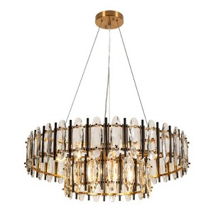 LNC Noctiflorous Modern   Luxury Drum Crystal Chandelier, Gold ,24.4in/32.3in/40.7in - 1 of 4