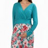Anna-Kaci Women's Long Sleeve V-Neck Floral Print Maternity Dress with Empire Waist - 3 of 4