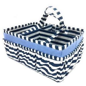 Bacati - Pin Stripes Navy Storage Caddy - 1 of 4