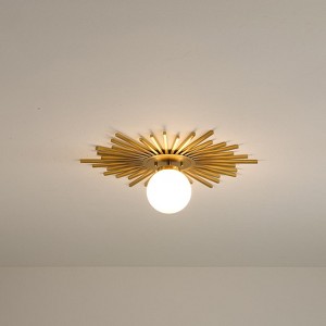 Rennnsan Vionne 23" W 1 - Light Sunburst Milk Glass Mid-Century Modern Dimmable Flush Mount - 1 of 4