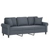 vidaXL 3-Seater Lounge Sofa with Throw Pillows - Dark Gray Velvet - Polyester Upholstery, Foam-Filled Seats, Metal Frame, Modern Design - 2 of 4