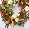 26 In Handcrafted Thanksgiving Wreath for Front Door – Fall Pumpkin and Maple Leaf Decor, Autumn Harvest Garland - 4 of 4