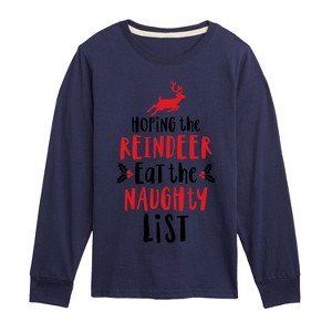 Boys' - Instant Message - Christmas Hoping Reindeer Eat Naughty List Long Sleeve Graphic T-Shirt - 1 of 4