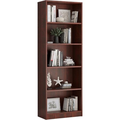 Fontoi Decorative Bookshelf, Adjustable Bookcase with 5 Shelves, Versatile Freestanding Bookshelf for Home Office Library, Brown, 11.6"*24.4"*55.9