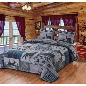 FIONECA Woodland Themed Quilted Bedding Set Polyester Patchwork Ensemble With Coordinating Shams Easy Care For Rustic Casual Bedrooms - 1 of 4