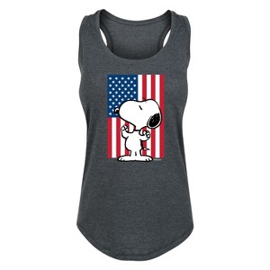 Women's - Peanuts - Snoopy USA Flag Graphic Racerback Tank - 1 of 4