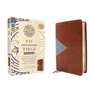 NIV Application Bible, Personal Size, Leathersoft, Brown/Blue, Red Letter, Comfort Print - (NIV Application Commentary Resources) by  Zondervan